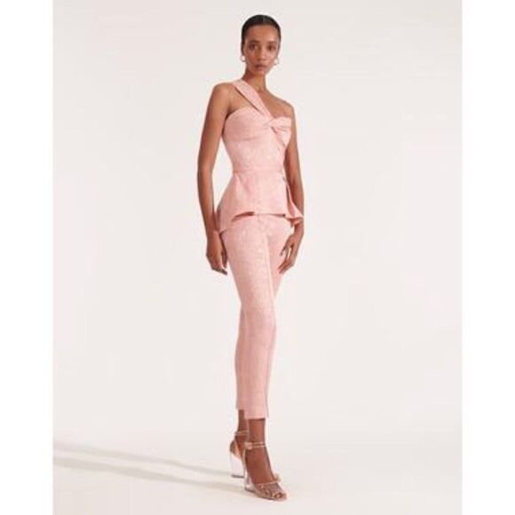 Veronica Beard Sufiana Moire One Shoulder Top 0 - Picture 3 of 9